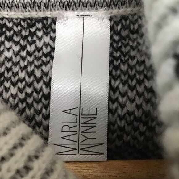 MARLA Wynne knit chunky sweater cowl neck wool blend grey black ecru white 1X - Picture 4 of 13